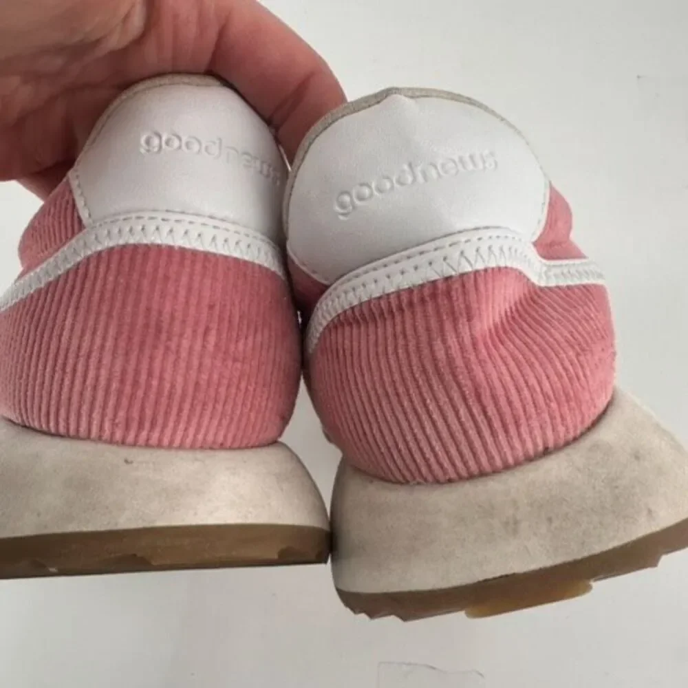 GOOD NEWS Kook suede-trimmed corduroy sneakers‎ Pink Size 39 US Size 9 Platform
